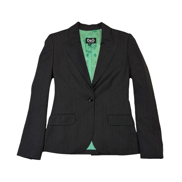 Dolce & Gabbana women’s 40 gray pinstripe wool cashmere blazer jacket EUC - Picture 1 of 6